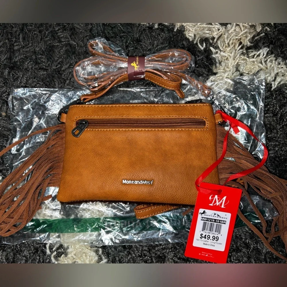 NWT Montana West Cowhide/Leather Fringe Crossbody/Clutch